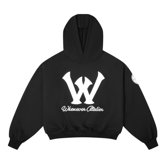 "WHENEVER" BIG LOGO HOODIE / BLACK