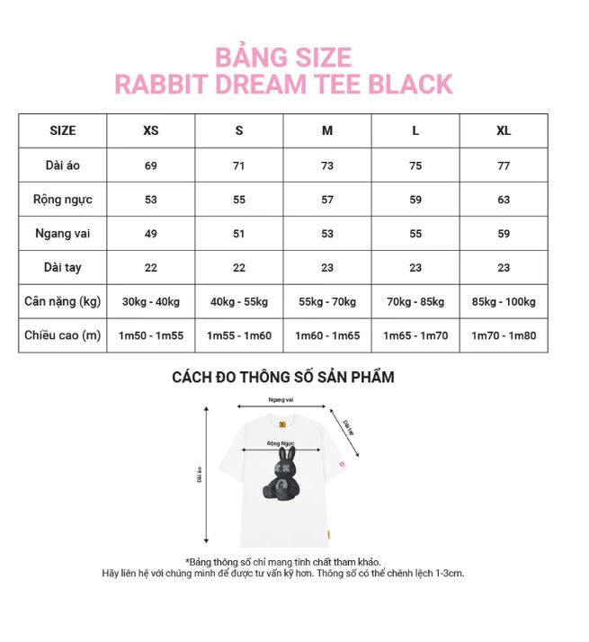 RABBIT DREAM TEE - DREAMER COLLECTION | BLACK - WHITE |