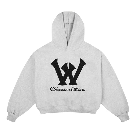 "WHENEVER" BIG LOGO HOODIE / PREMIUM GREY