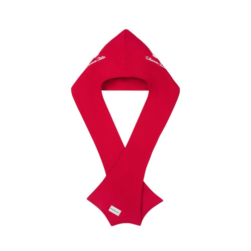 "WHENEVER" PATCHWORK HOODED SCARF / RED