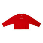 “WHENEVER” SS25 EMBROIDERED LOGO LONG SLEEVES T-SHIRT / RED