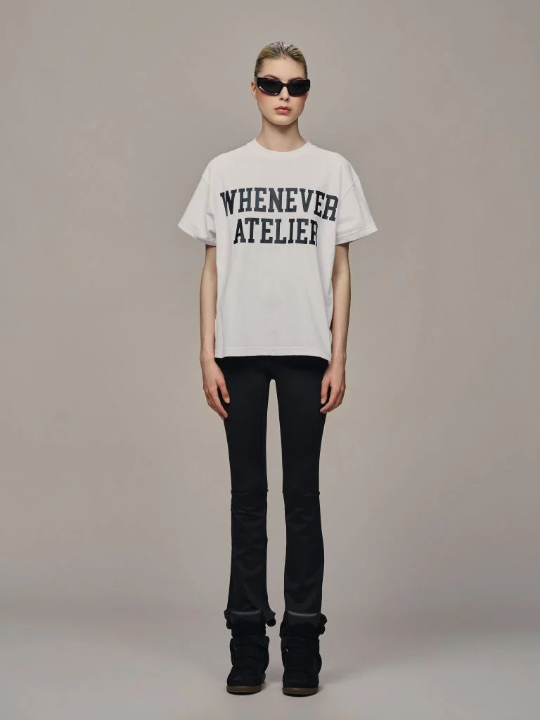 “WHENEVER” BASIC LOGO VER2 T-SHIRT / WHITE