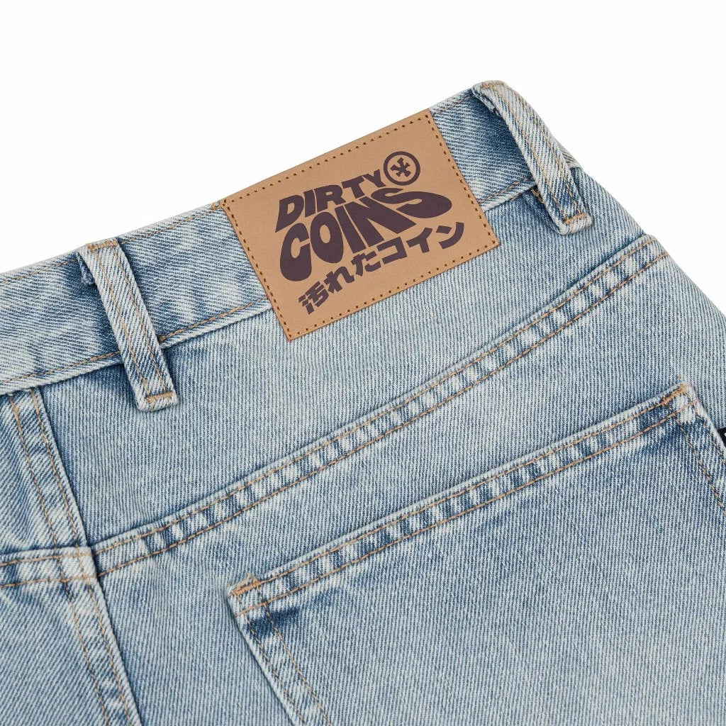 DirtyCoins Denim Shorts Studs - Blue Wash