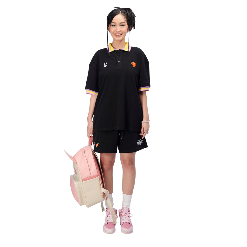 STRIPE RABBIT POLO - BLACK