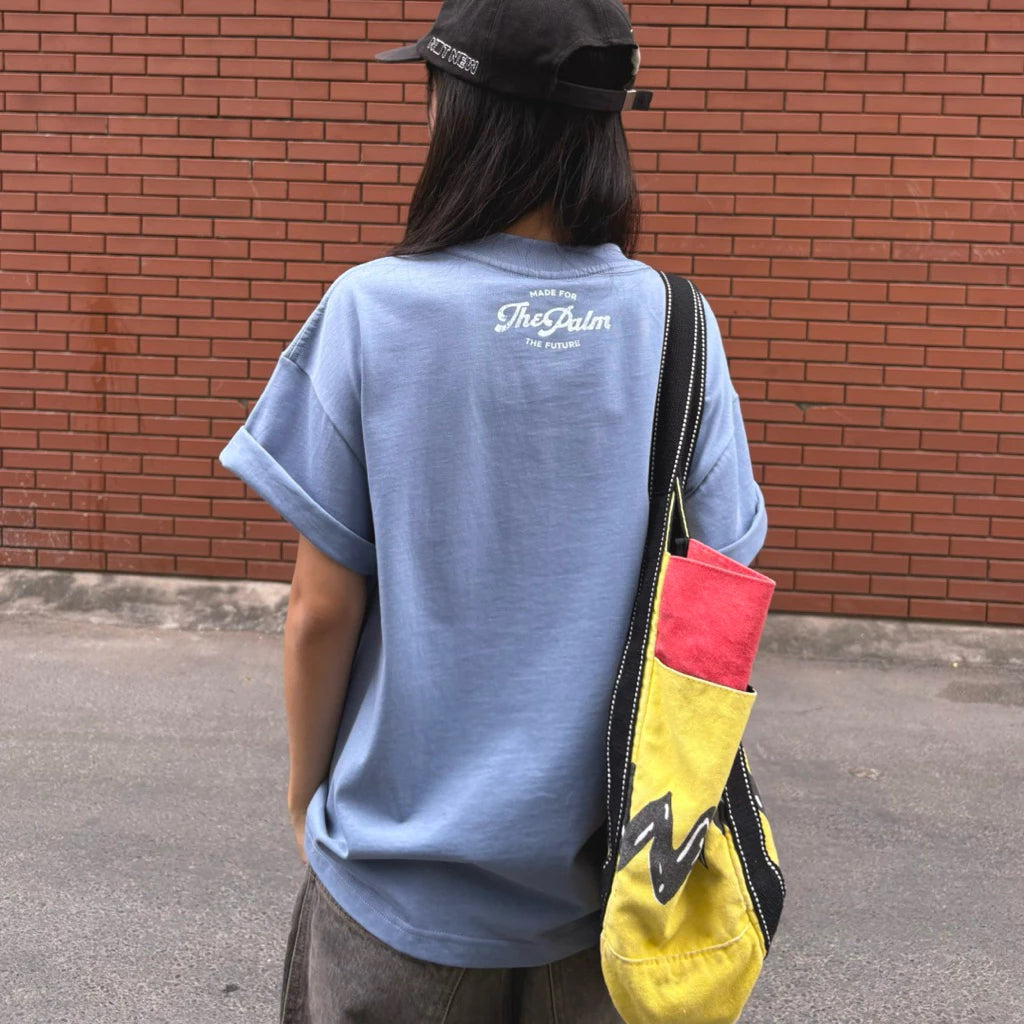 Áo Thun Xanh Xám FORM BOXY "ST.MORITZ" UNISEX Nam Nữ