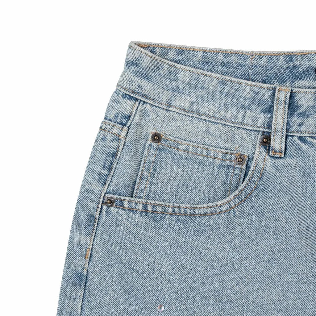 DirtyCoins Denim Shorts Studs - Blue Wash