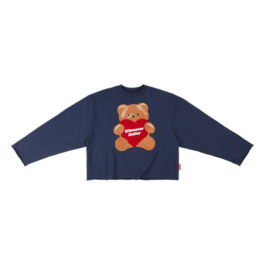 “WHENEVER” BEAR LONG SLEEVES T-SHIRT / NAVY