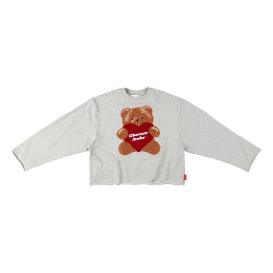 “WHENEVER” BEAR LONG SLEEVES T-SHIRT / GREY