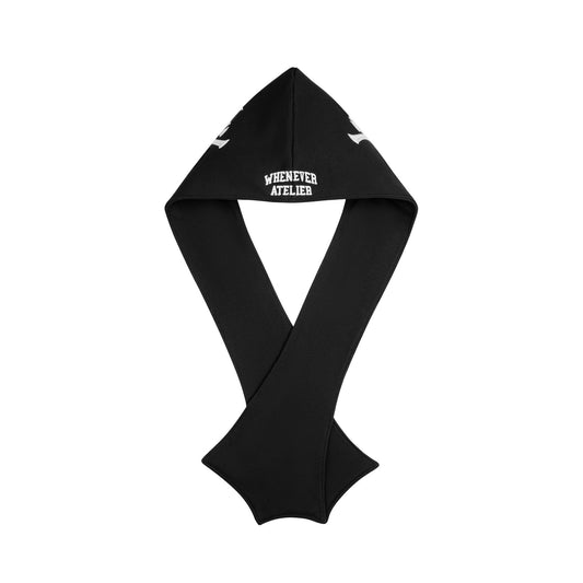 "WHENEVER" PATCHWORK HOODED SCARF / BLACK