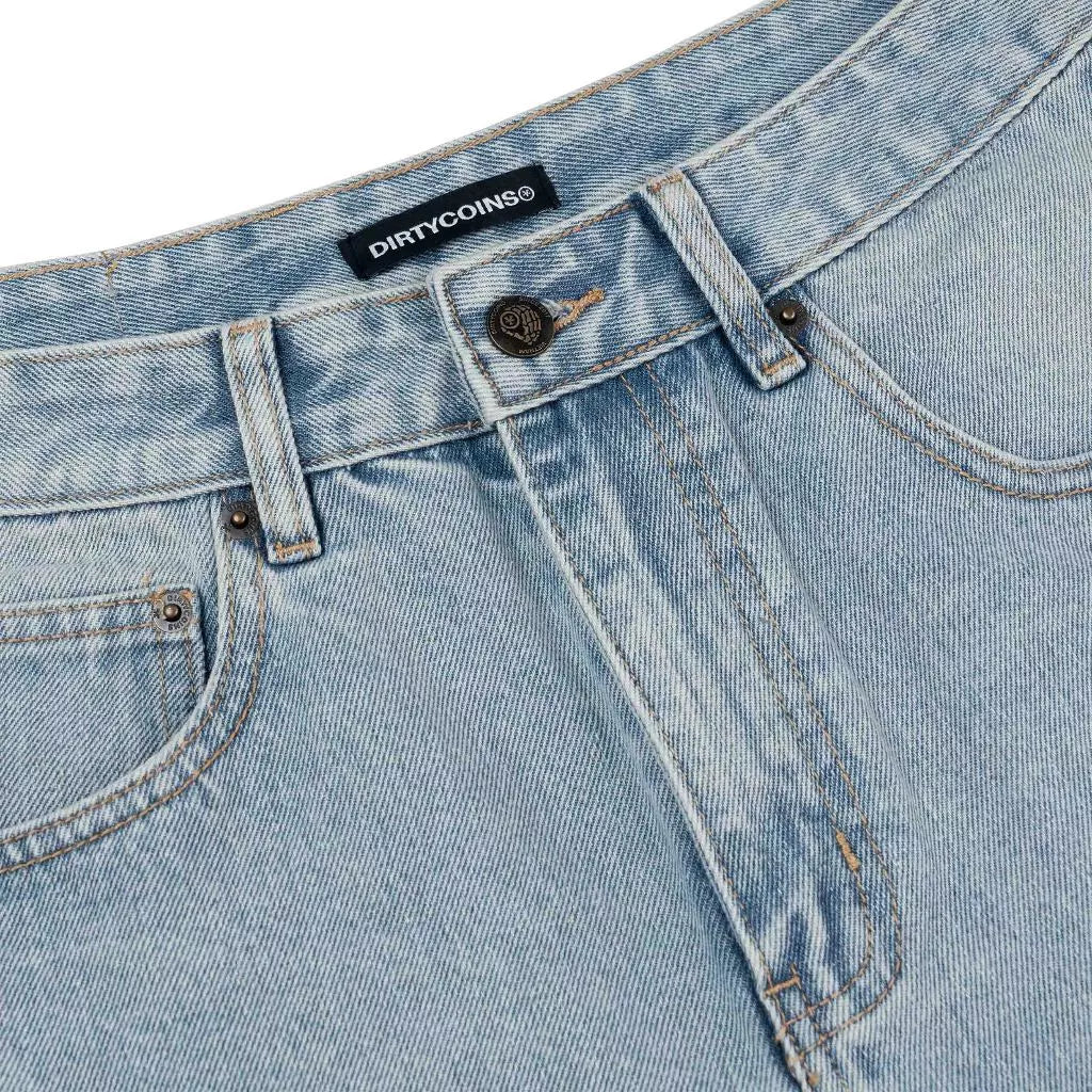 DirtyCoins Denim Shorts Studs - Blue Wash
