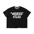 “WHENEVER” SPRAY STRIPED NECK TEE BLACK / 01