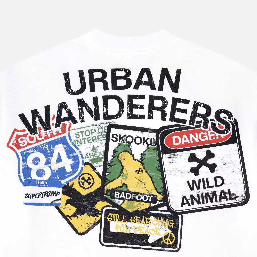 S-URBANWANDERERS TEE WHITE - BAD HABITS SUPERTRAMP COLLECTION