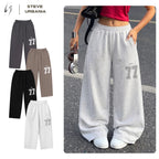 Quần dài nỉ nam nữ in số 77 STEVE URBANIA chất vải mềm mại (GREY)