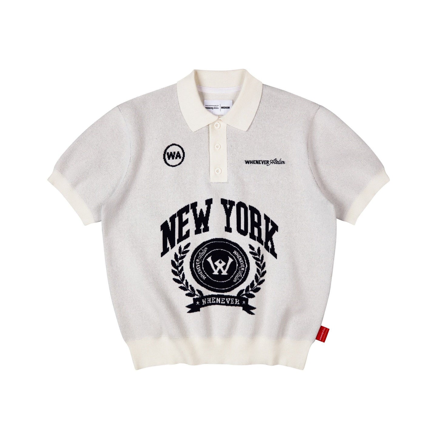 “WHENEVER” NY KNIT POLO SHIRT / WHITE