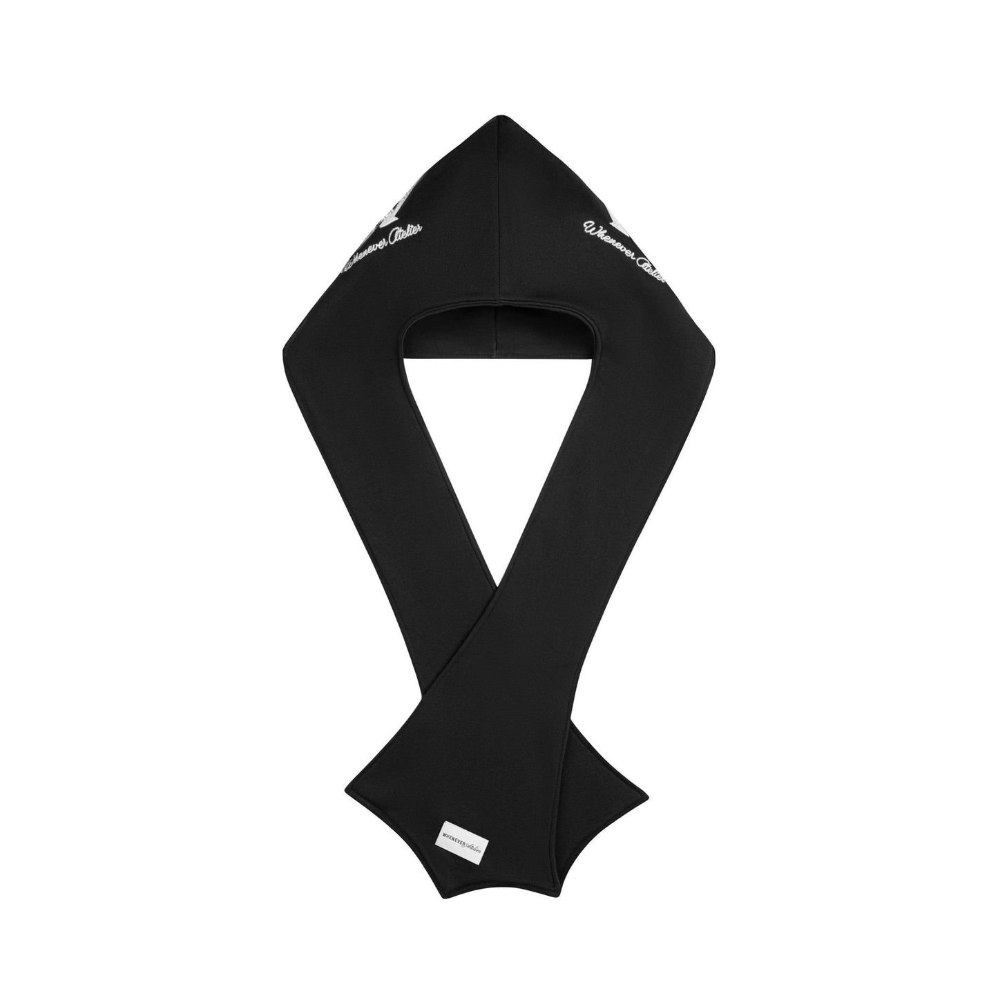 "WHENEVER" PATCHWORK HOODED SCARF / BLACK
