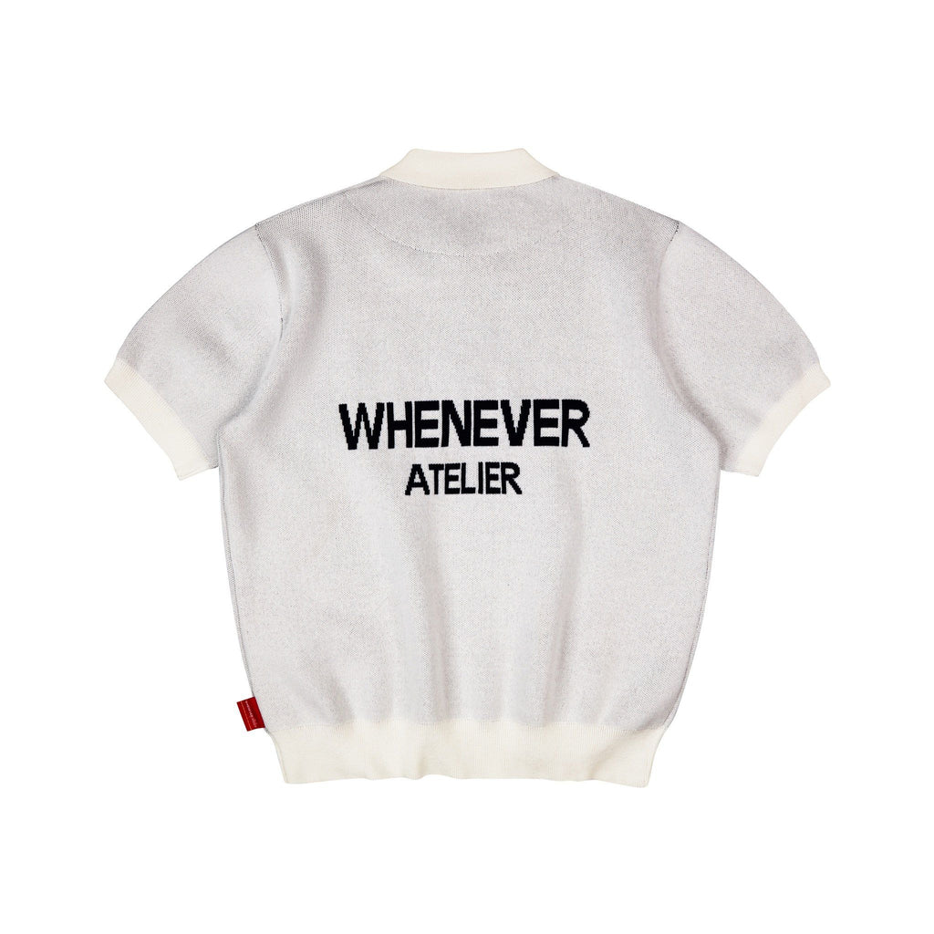 “WHENEVER” NY KNIT POLO SHIRT / WHITE