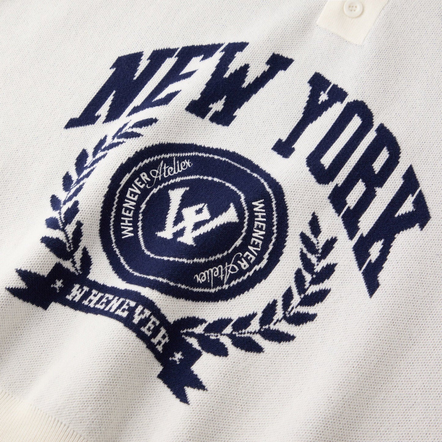 “WHENEVER” NY KNIT POLO SHIRT / WHITE