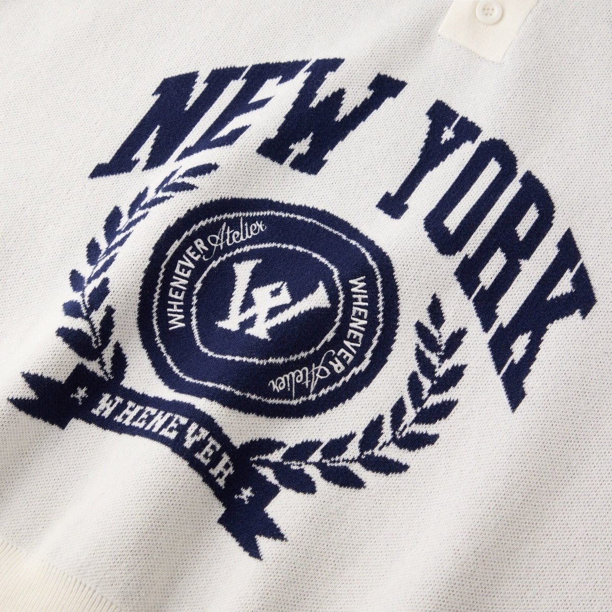 “WHENEVER” NY KNIT POLO SHIRT / WHITE