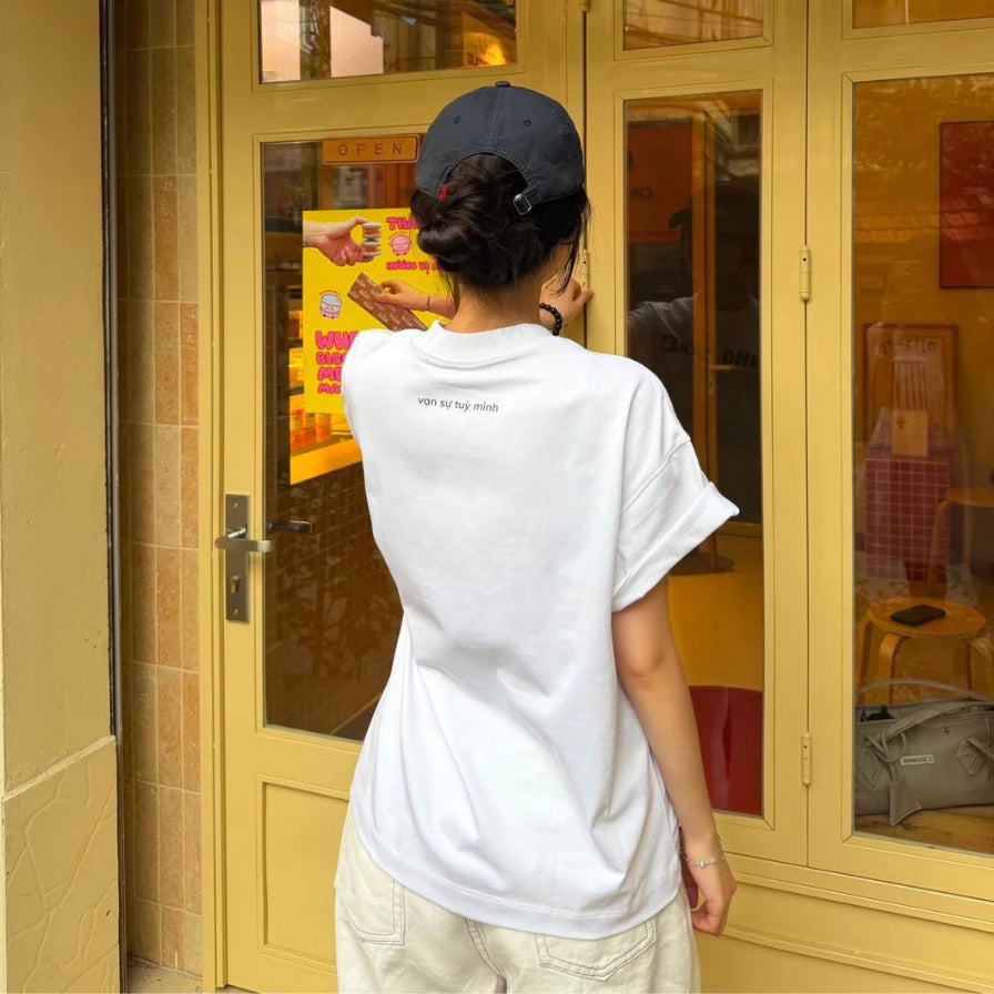 Áo thun oversized boxy, áo thun local "Whocare" 250gsm Cổ Tròn Unisex Nam Nữ Basic