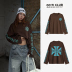 Áo thun tay dài Nâu Choco họa tiết Xanh tiffany