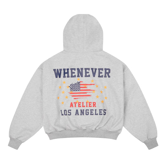 “WHENEVER” LA HOODIE ZIP / PREMIUM GREY