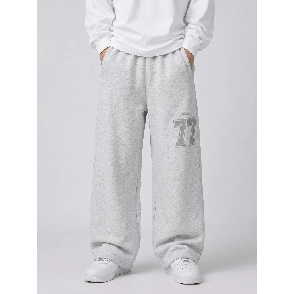 Quần dài nỉ nam nữ in số 77 STEVE URBANIA chất vải mềm mại (GREY)