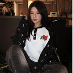 THELIGHT STU BOX Áo Thun Tay Dài Cổ Nút Henley