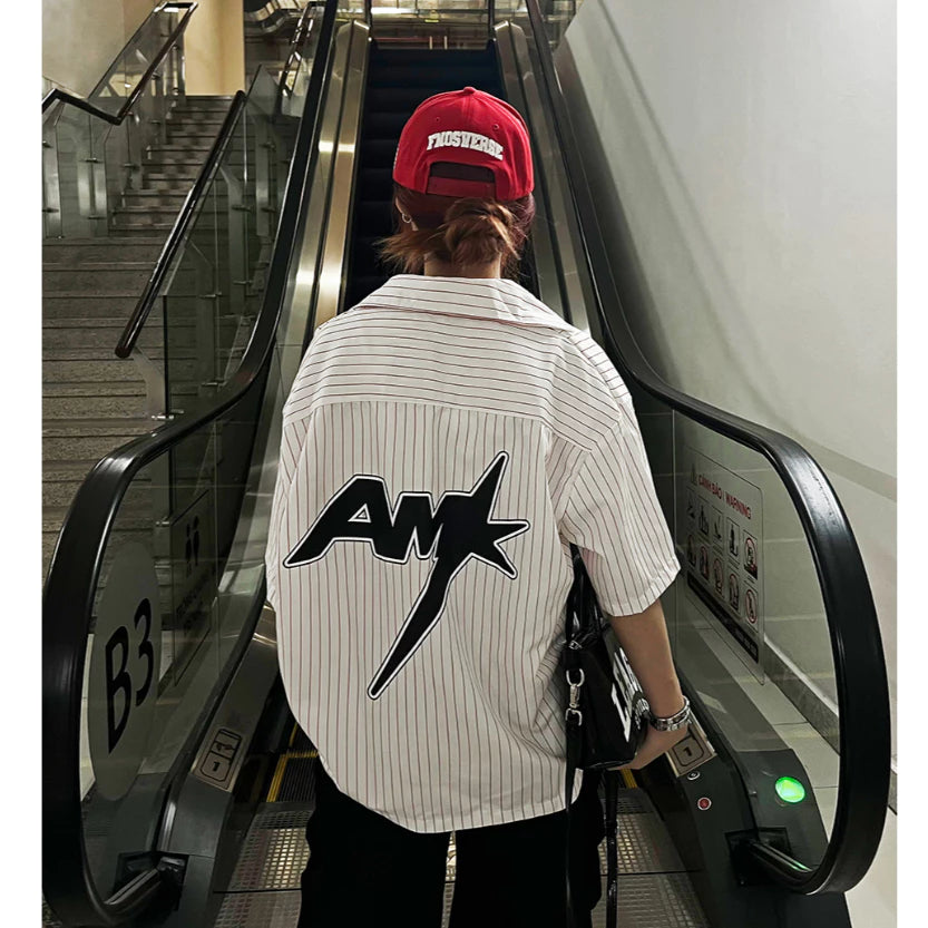 ÁO SƠ MI BOX In " AM " vải Tuytsi chống nhăn Nam Nữ Unisex
