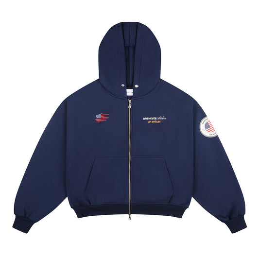 “WHENEVER” LA HOODIE ZIP / NAVY
