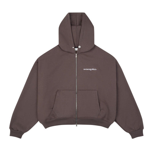 “WHENEVER” CINNAMON ZIP-UP HOODIE