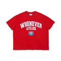 “WHENEVER” Logo-Embroidered Cotton T-Shirt/ RED