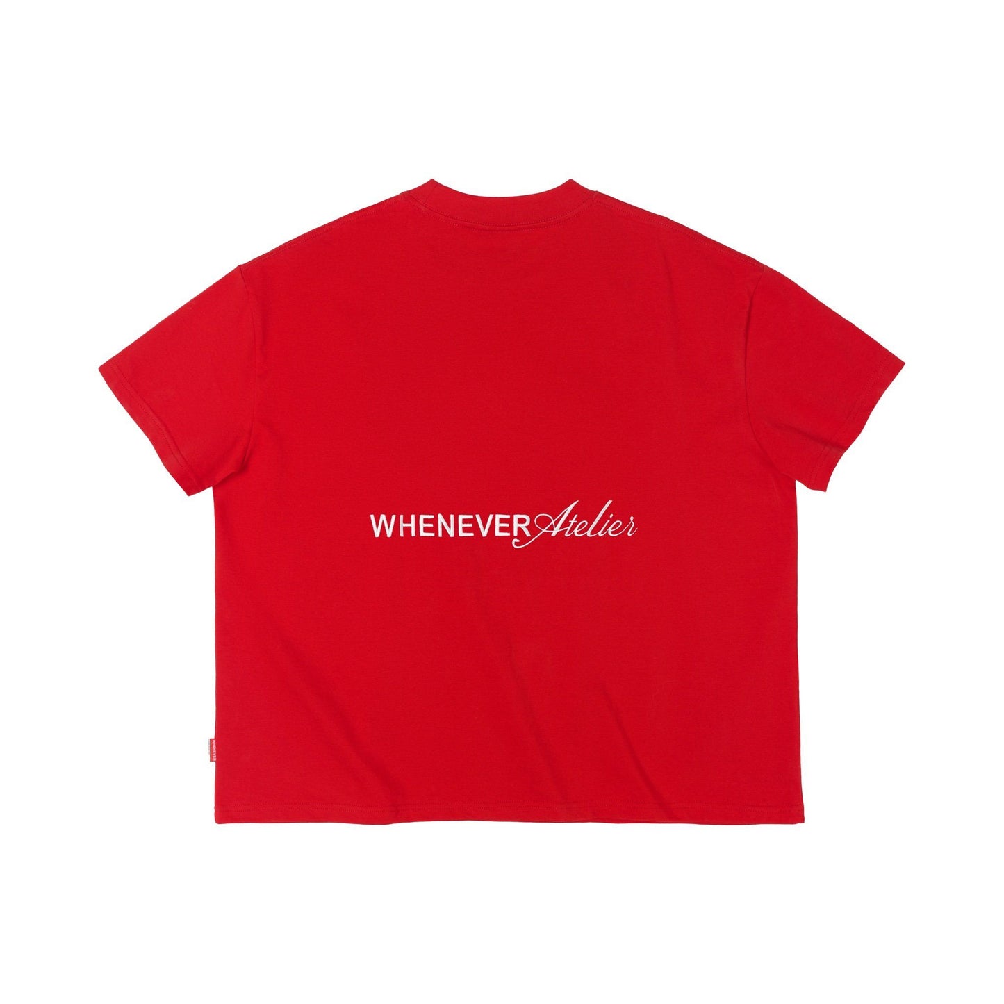 “WHENEVER” Logo-Embroidered Cotton T-Shirt/ RED