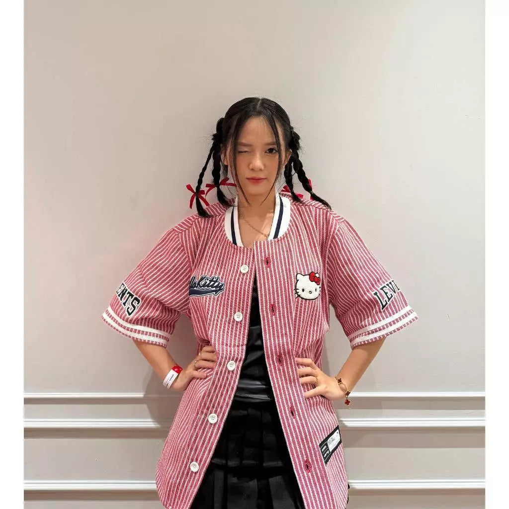 Levents® x Hello Kitty Jersey Striped Baseball Jersey