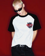 THBB BOXY RAGLAN HARMONY - BADGE - WHITE + BLACK