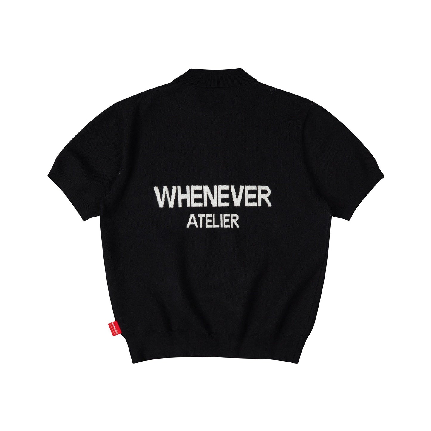 “WHENEVER” NY KNIT POLO SHIRT / BLACK
