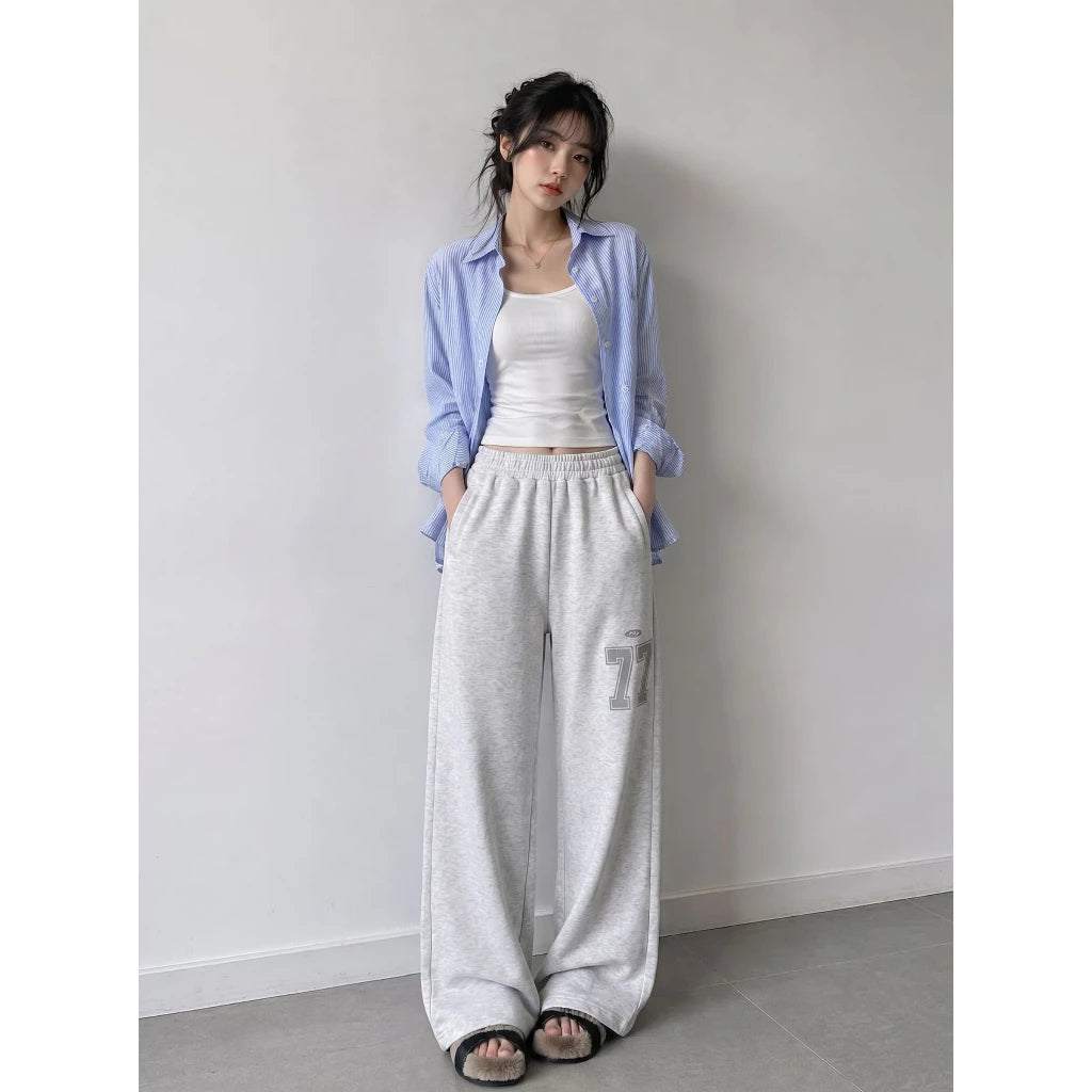 Quần dài nỉ nam nữ in số 77 STEVE URBANIA chất vải mềm mại (GREY)
