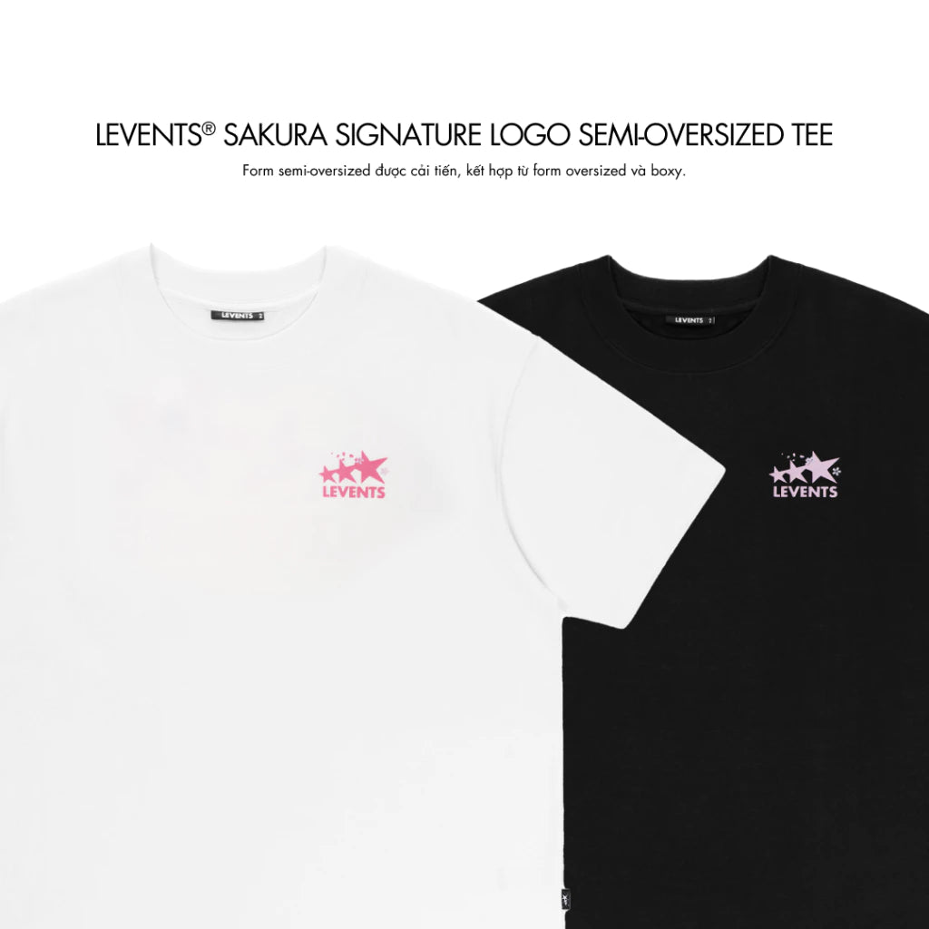 Levents Sakura Signature Logo Semi-Oversized Tee (WHITE)