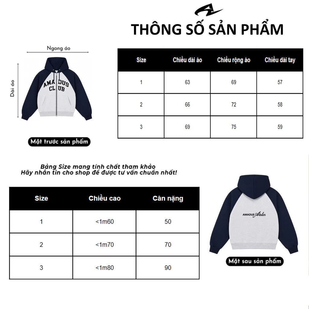 HOODIE ZIP RAGLAN BOXY NỈ CHÂN CUA 420gsm khoá kéo 2 chiều unisex