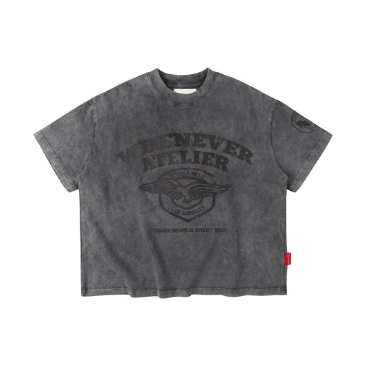 “WHENEVER” WASHED T-SHIRT / GREY