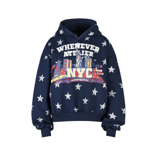 “WHENEVER” STAR GIRL HOODIE / NAVY
