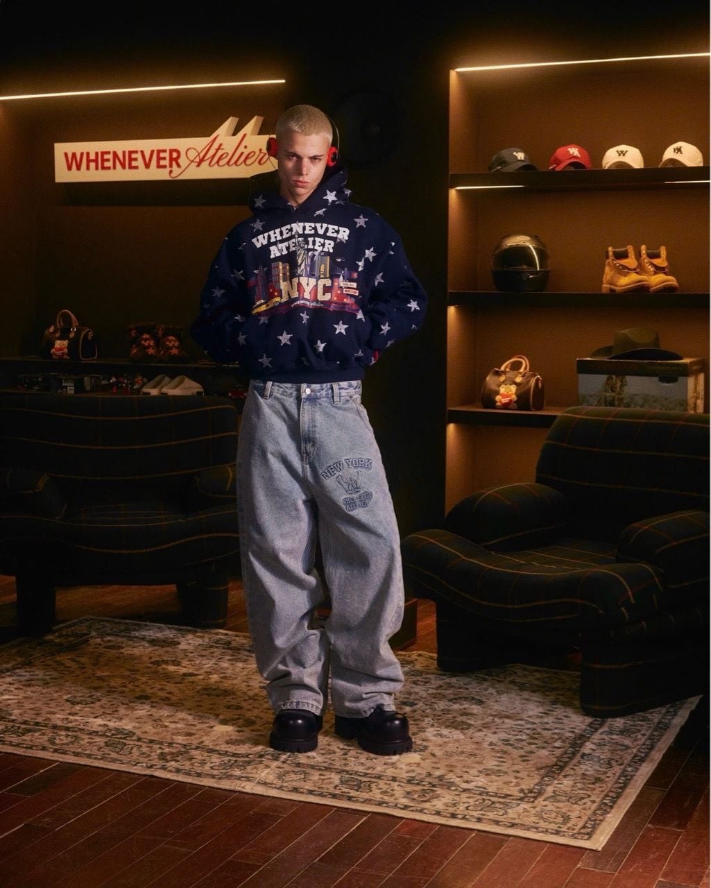 “WHENEVER” STAR GIRL HOODIE / NAVY