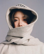 "WHENEVER' PATCHWORK HOODED SCARF / PREMIUM GREY