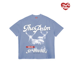 Áo Thun Xanh Xám FORM BOXY "ST.MORITZ" UNISEX Nam Nữ