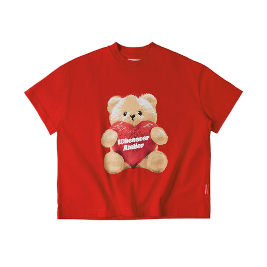 “WHENEVER” BEAR T-SHIRT / RED