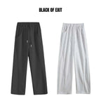 Quần nỉ dài Gân Chéo Trơn BLACK OF EXIT Vải Nỉ 2 Da Unisex