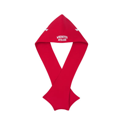 "WHENEVER" PATCHWORK HOODED SCARF / RED