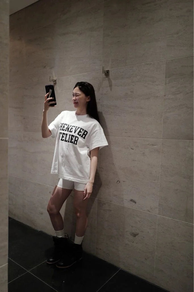 “WHENEVER” BASIC LOGO VER2 T-SHIRT / WHITE