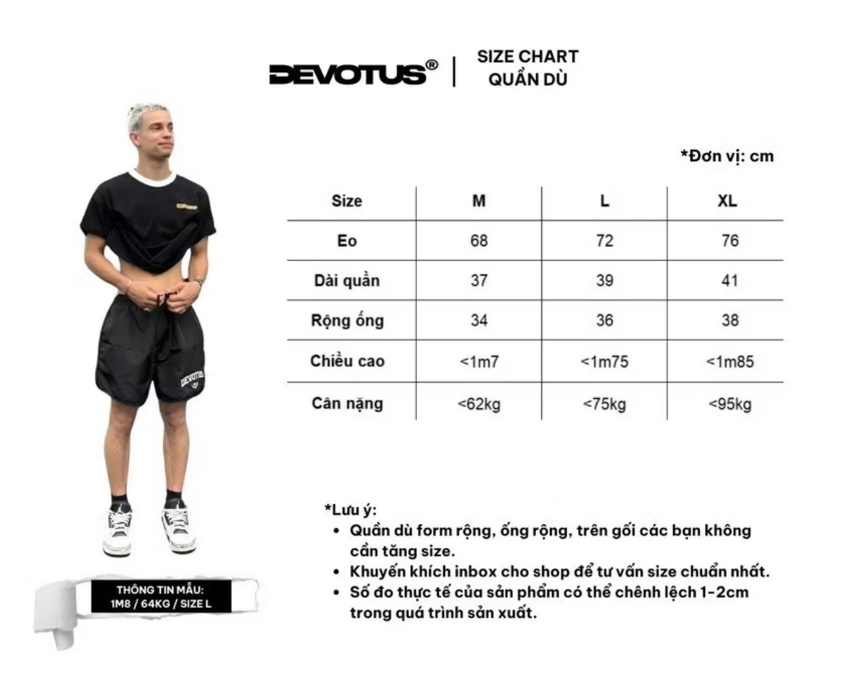Quần short vải dù Devotus Unisex form rộng ống rộng